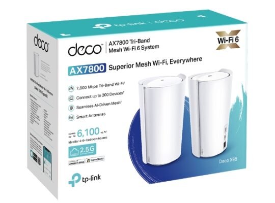 TP-LINK Deco X95(2-pack) AX7800 Tri-Band Mesh WiFi 6 System
