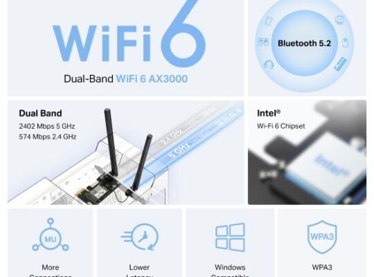 MERCUSYS MA80XE AX3000 Wi-Fi 6 Bluetooth 5.2 PCIe Adapter