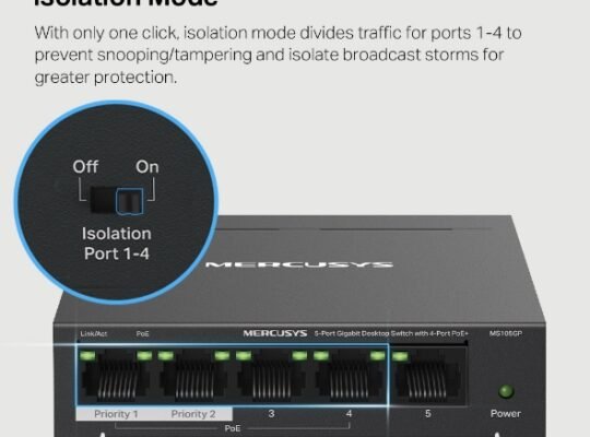 MERCUSYS MS105GP 5-Port Gigabit Desktop Switch with 4-Port PoE+