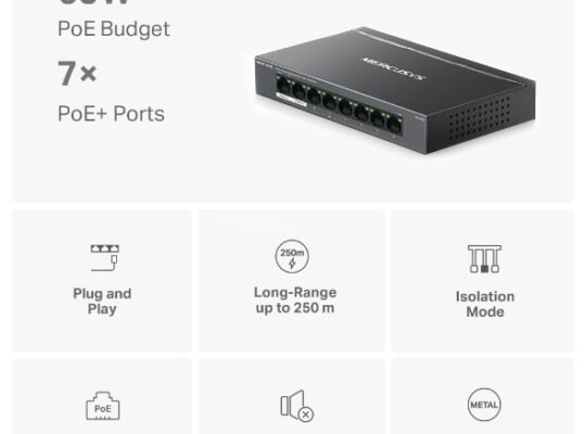 MERCUSYS MS108GP 8-Port Gigabit Desktop Switch with 7-Port PoE+