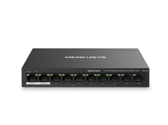 MERCUSYS MS110P 10-Port 10/100Mbps Desktop Switch with 8-Port PoE+