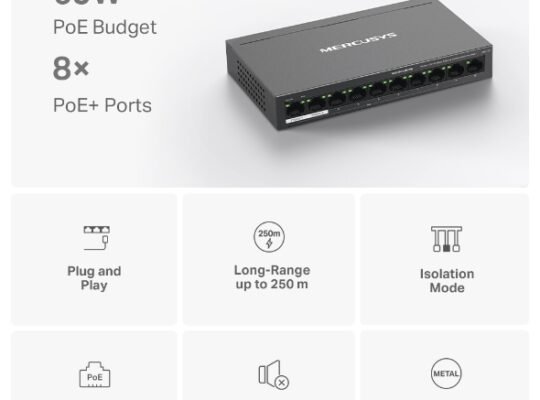 MERCUSYS MS110P 10-Port 10/100Mbps Desktop Switch with 8-Port PoE+