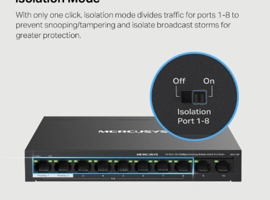 MERCUSYS MS110P 10-Port 10/100Mbps Desktop Switch with 8-Port PoE+