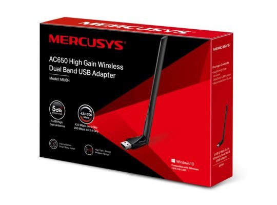 MERCUSYS MU6H AC650 High Gain Wireless Dual Band USB Adapter